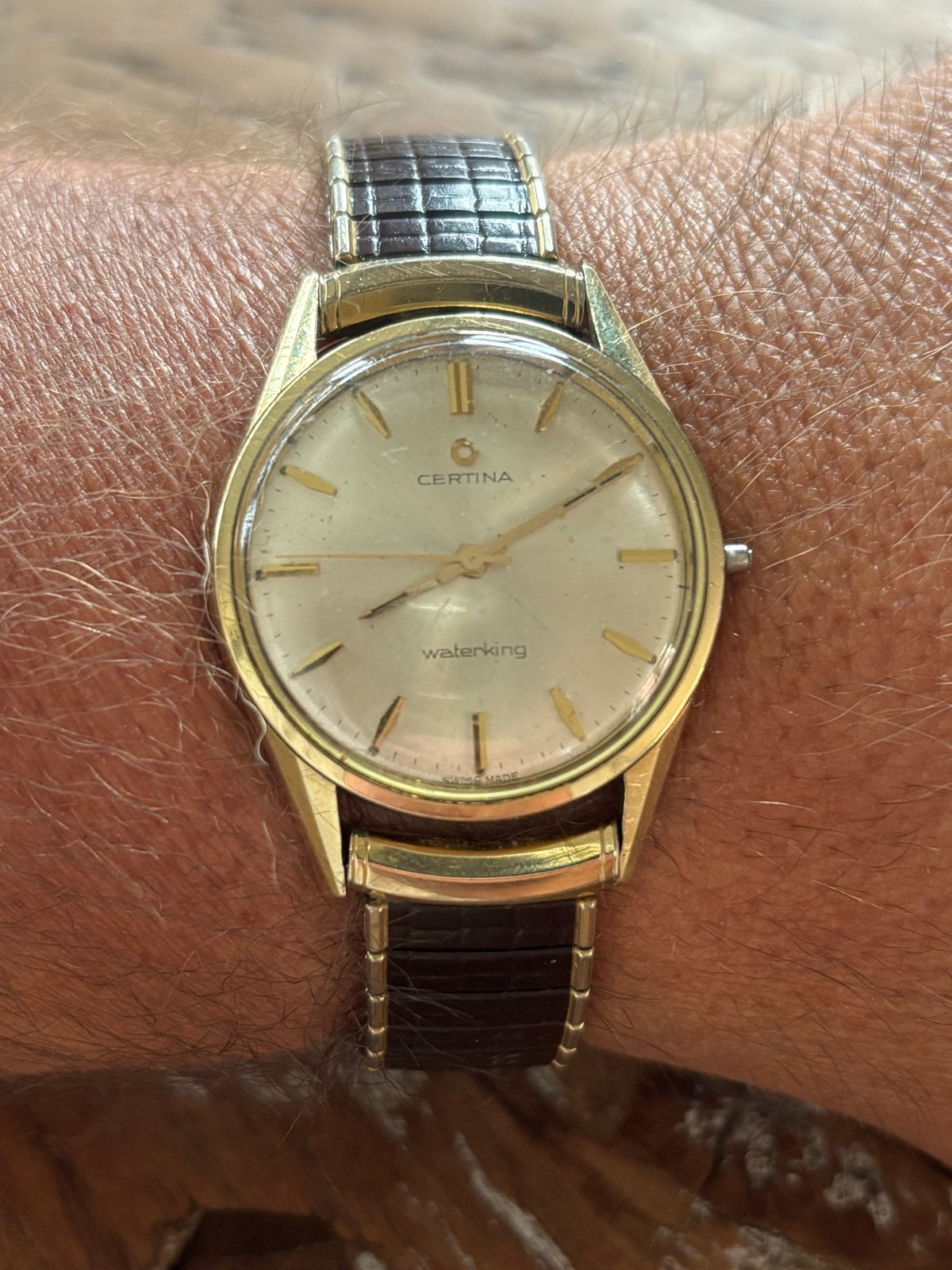 Certina Waterking 14k gouden kast - knopje afgebroken, Sieraden, Tassen en Uiterlijk, Horloges | Antiek, Ophalen of Verzenden