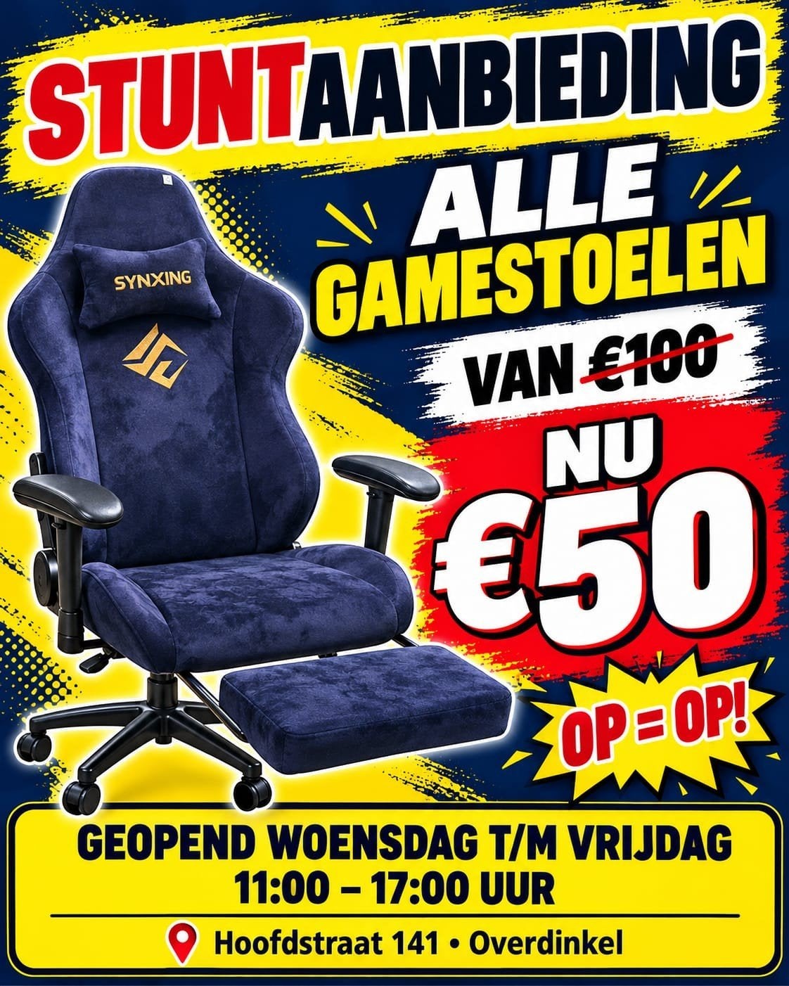 Gamestoelen Stuntaanbieding - Nu €50!, Ophalen, Blauw, Zo goed als nieuw, Gaming bureaustoel