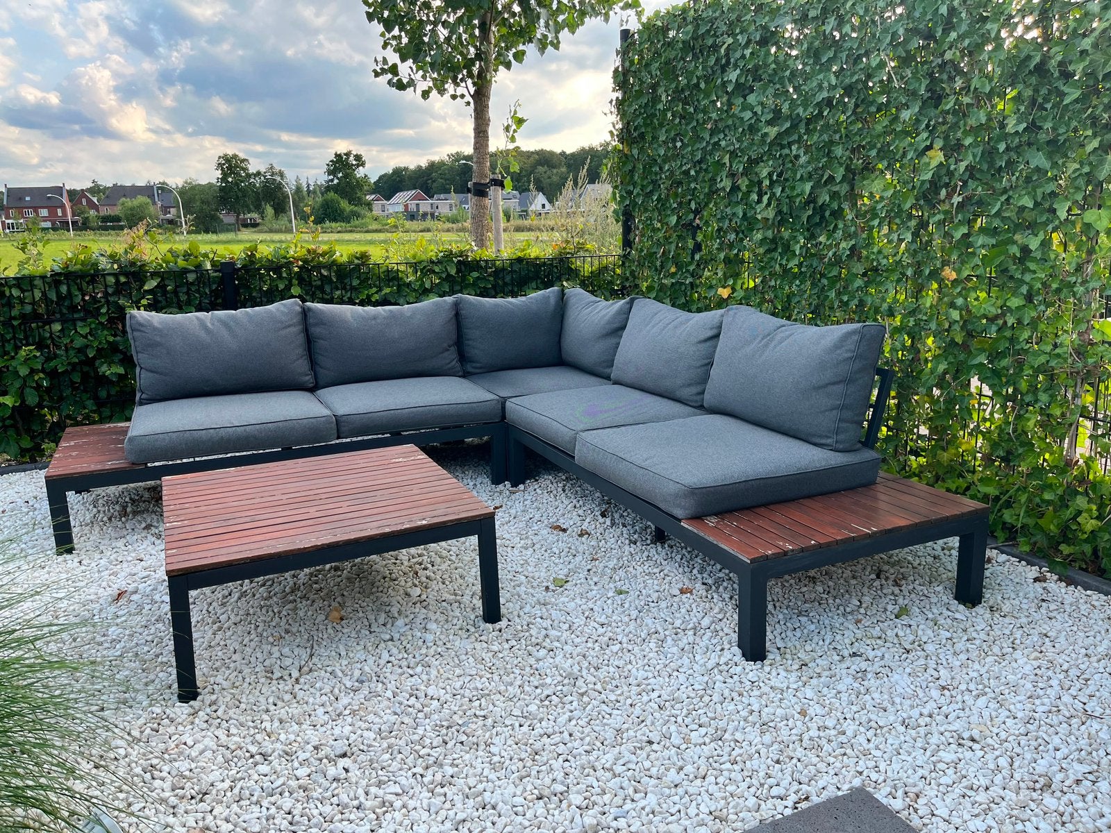 Loungeset incl. kussens & tafel, Ophalen, Gebruikt, Bank, Loungeset