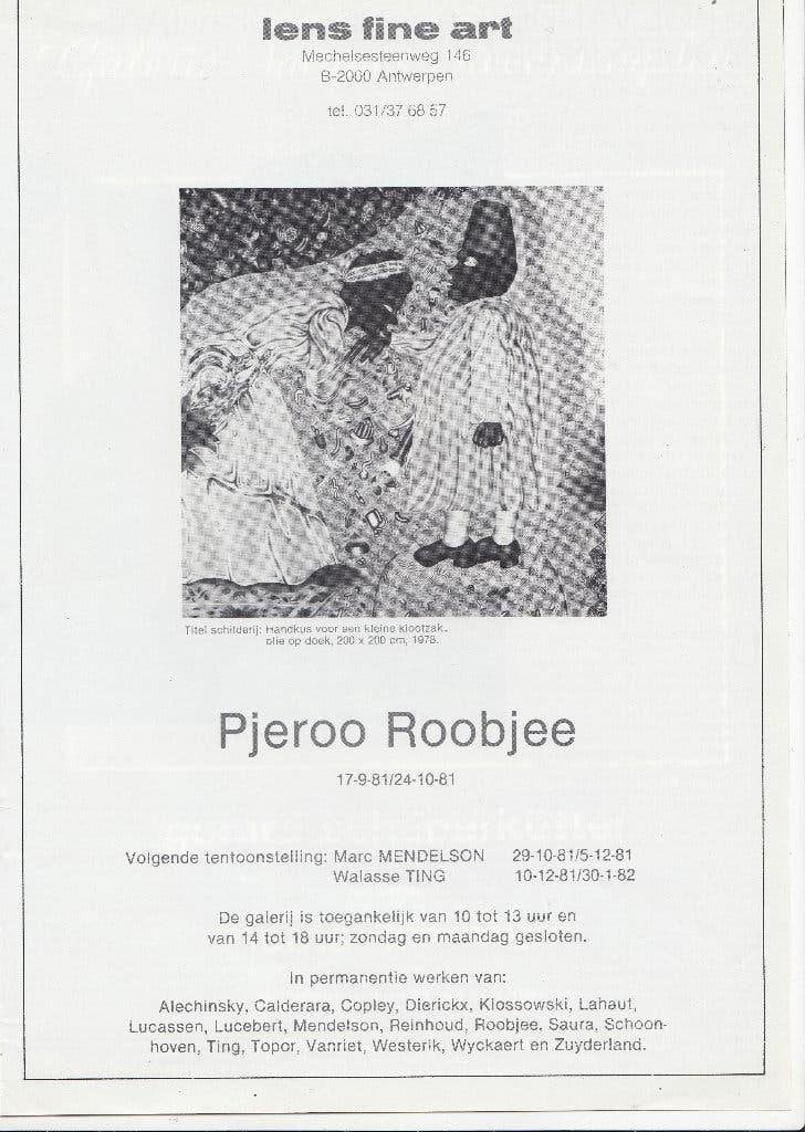 Pjeroo Roobjee Lens Fine Art affiche 1981, Ophalen of Verzenden