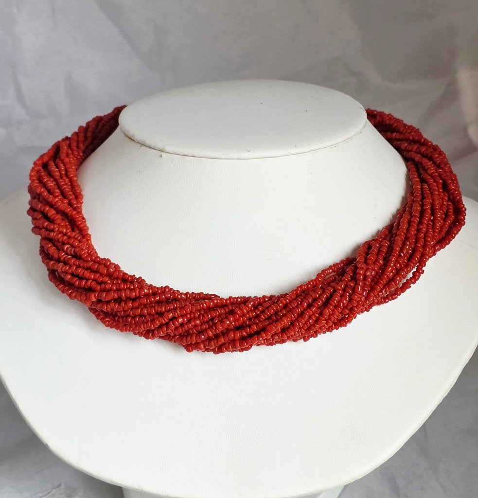 Antieke bloedkoralen halsketting, Ophalen of Verzenden, Overige materialen, Ketting