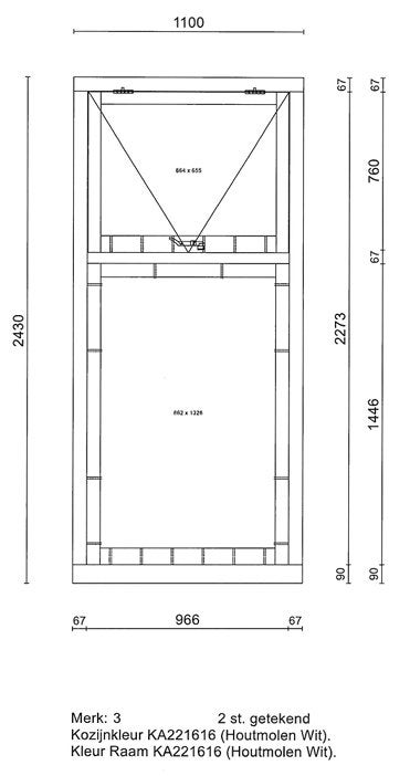 2 stuks Buitenkozijn incl. uitzetraam excl. glas, Doe-het-zelf en Verbouw, Raamkozijn, Nieuw, 225 cm of meer, Hout