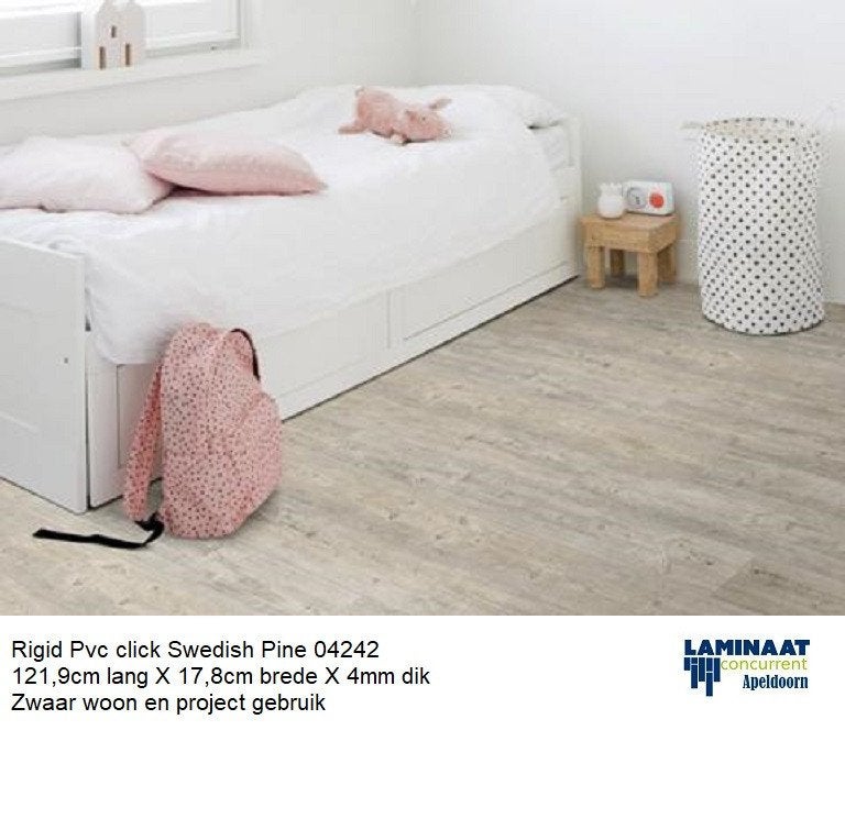 €14,95m2 Pvc click Swedish Pine 4mm dik OUTLET PRIJS, Pvc click Pine boom decor, 75 m² of meer, Nieuw, Ophalen of Verzenden