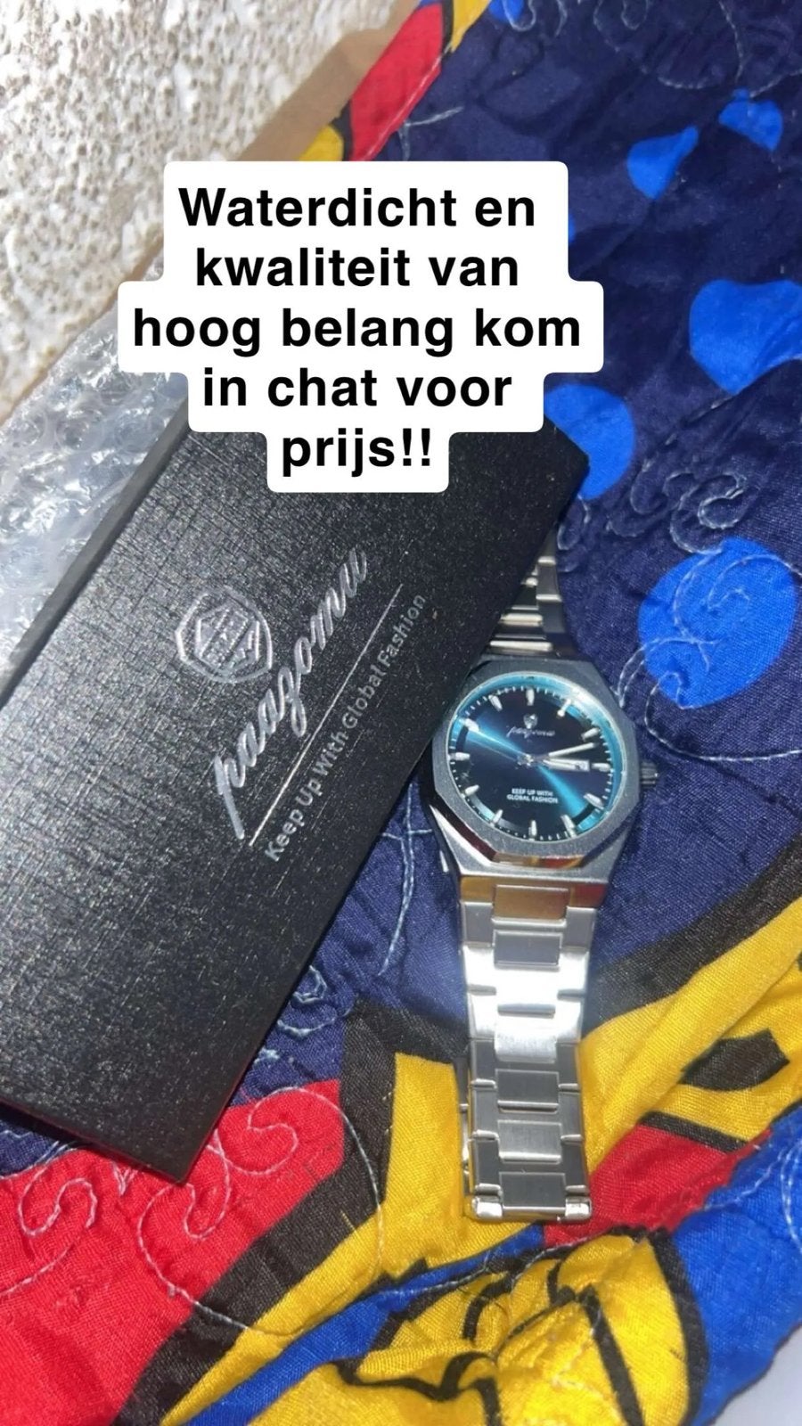 Mooi zakelijk waterdicht horloge met doosje en doekje, Overige merken, Staal, Polshorloge, Ophalen of Verzenden