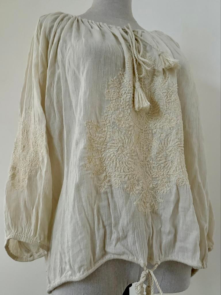 Ralph Lauren/Pauw (M) twv 290,- boho blouse tuniek katoen, Maat 38/40 (M), Wit, Ophalen of Verzenden, Zo goed als nieuw