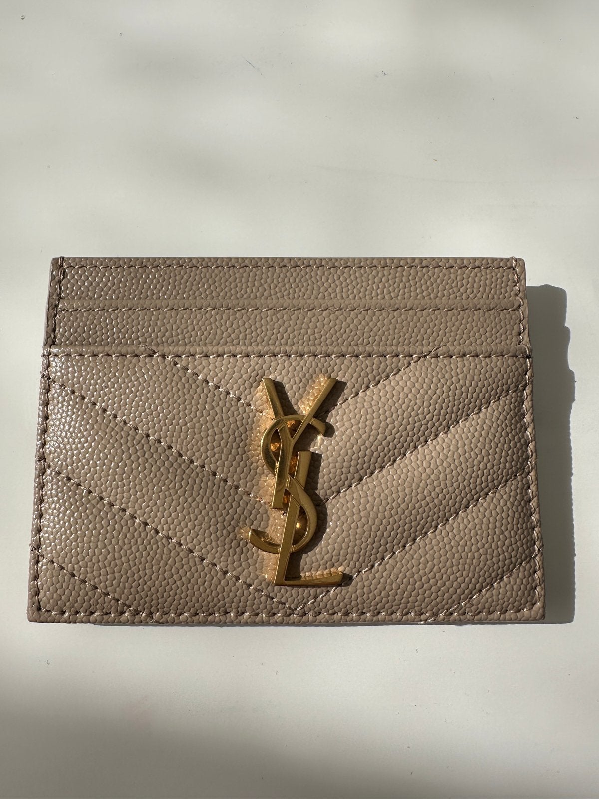 Saint Laurent YSL Cardhouder Beige, Sieraden, Tassen en Uiterlijk, Overige merken, Verzenden, Beige, Nieuw