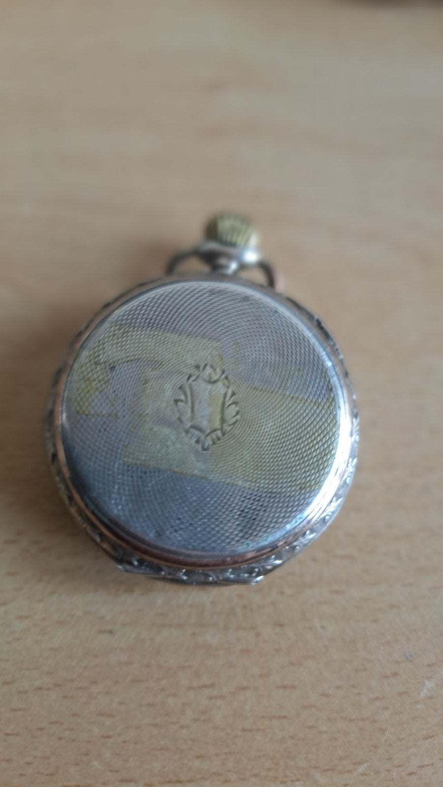 Ant. Zakhorloge - Zilverkleurig met Gedetailleerde Graverin, Ophalen of Verzenden