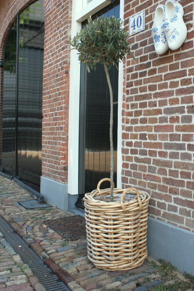 Grove rieten rotan manden bloempotten houtmand Ø45 cm., Gevlochten, Mand, Rond, Nieuw