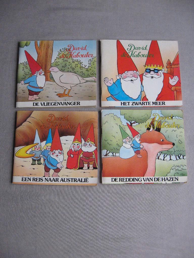 4 dl David de kabouter (minibibliotheek) evt. + knijp popje, Gelezen, Fictie algemeen, Kortekaas Merch., Ophalen of Verzenden
