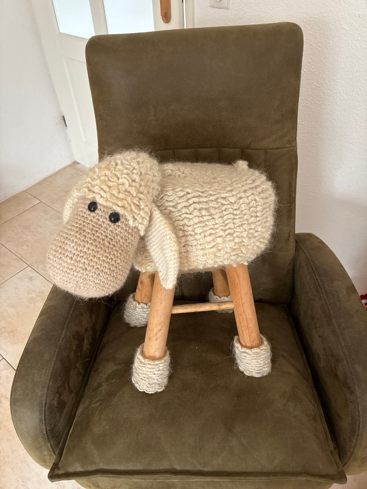 Schattig schapen krukje - handgemaakt, Ophalen of Verzenden, Zo goed als nieuw, Hout