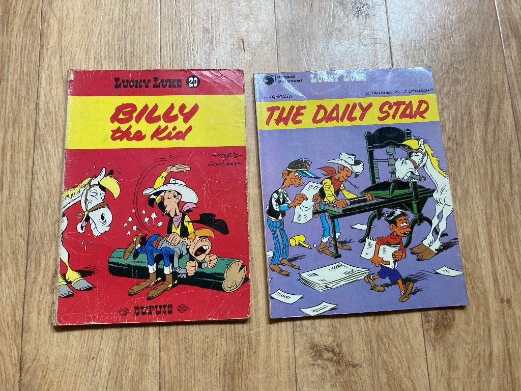 Dupuis lucky luke strips billy the kid the daily star strips, Boeken, Meerdere stripboeken, Ophalen of Verzenden, Gelezen, Pierre Dupuis