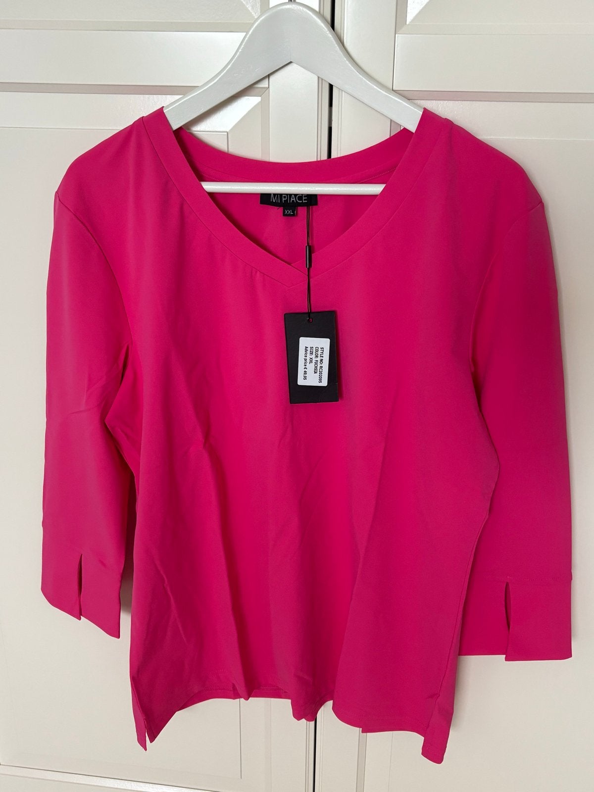 Mi Piace fuchsia top met V-hals en 3/4 mouwen, maat XXL, Kleding | Dames, Maat 46/48 (XL) of groter, Nieuw, Ophalen of Verzenden