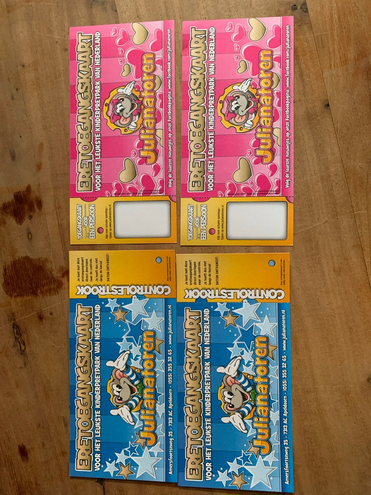4 Tickets Julianatoren Apeldoorn, Tickets en Kaartjes, Drie personen of meer, Ticket of Toegangskaart
