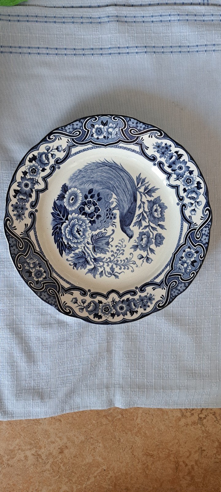 Antieke Delftse Blauwe Schaal met Pauwdecoratie, Antiek en Kunst, Ophalen of Verzenden