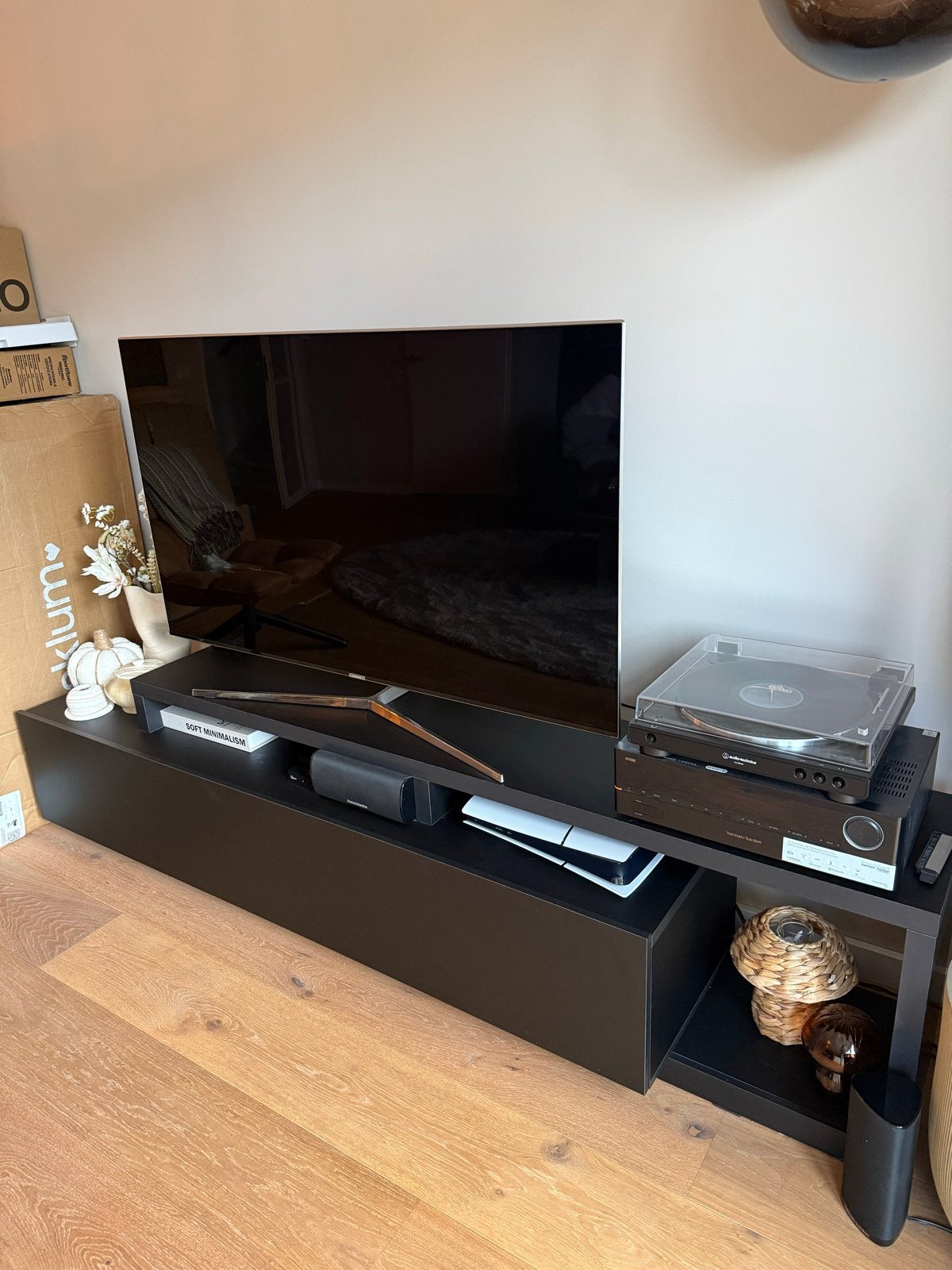 Zwart TV-meubel met opbergruimte, Ophalen, Overige materialen, Zo goed als nieuw, 200 cm of meer