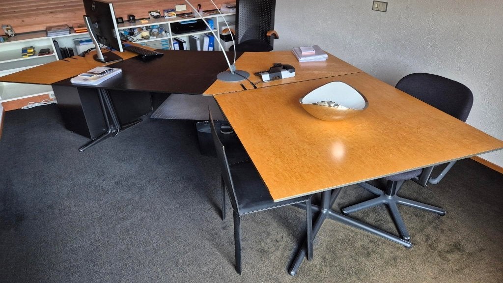 Kantoor bureau, spreektafel en ladekastje - Mehes, Ahrend, Ophalen, Zwart, Hout, Zo goed als nieuw