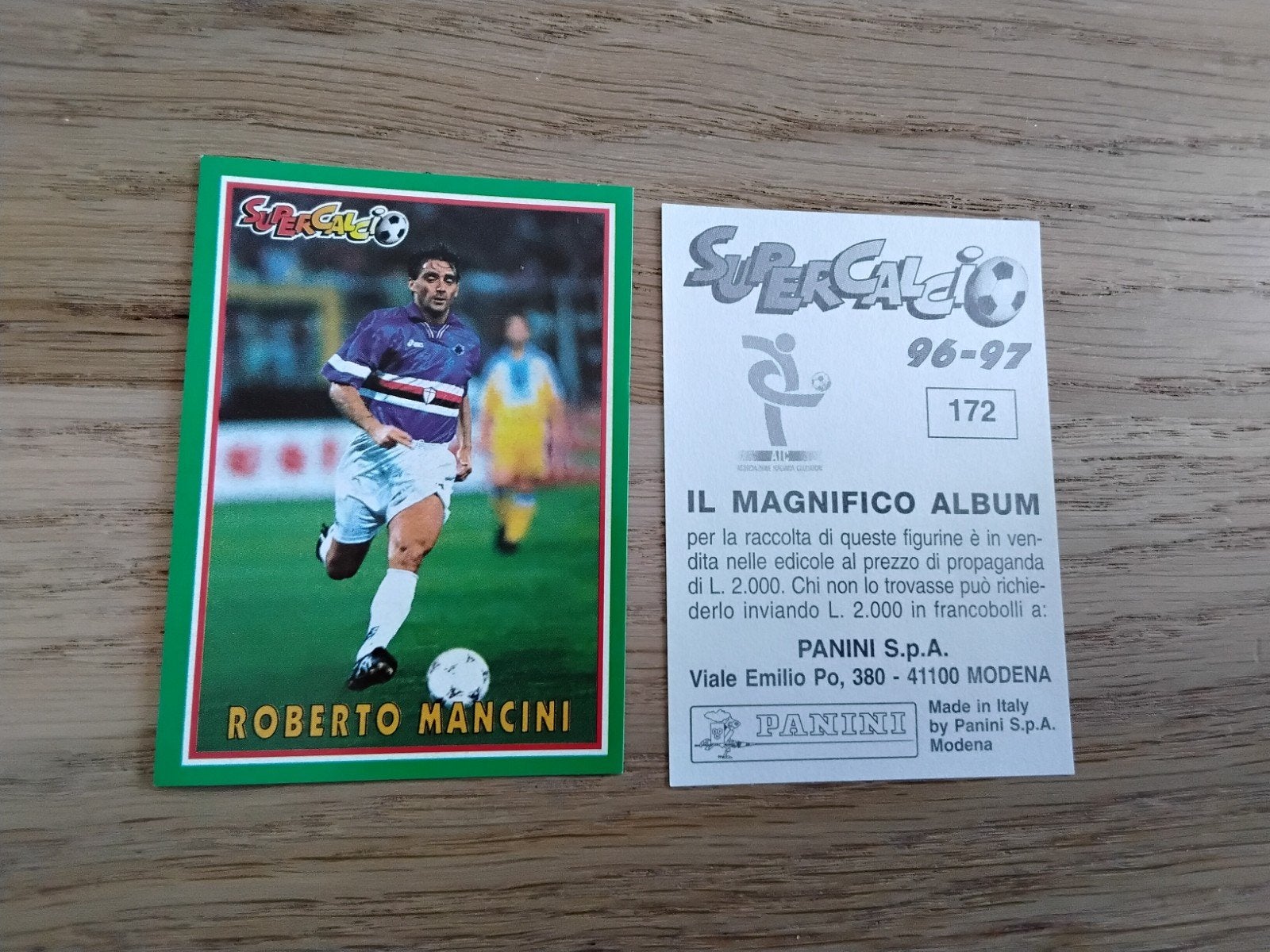 Panini Super Calcio 96-97 Roberto Mancini Sticker 172, Ophalen of Verzenden, Zo goed als nieuw, Buitenlandse clubs, Poster, Plaatje of Sticker