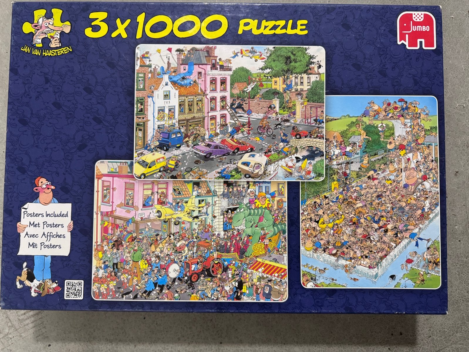 Jan van haasteren 3x1000 stukjes, Ophalen of Verzenden, 500 t/m 1500 stukjes, Zo goed als nieuw, Legpuzzel