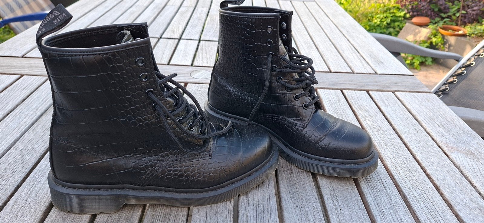Dr. Martens 1460 Pascal Croc Emboss Laarzen Zwart, Zwart, Ophalen of Verzenden, Dr. Martens, Zo goed als nieuw