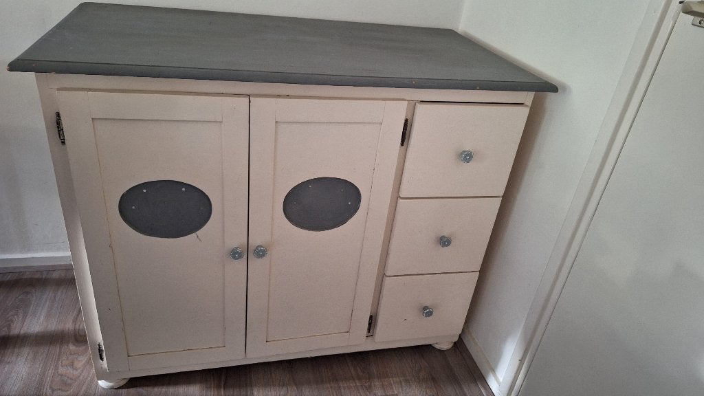 Vintage kast met lades en deuren, Ophalen, Gebruikt, 100 tot 150 cm, Vintage