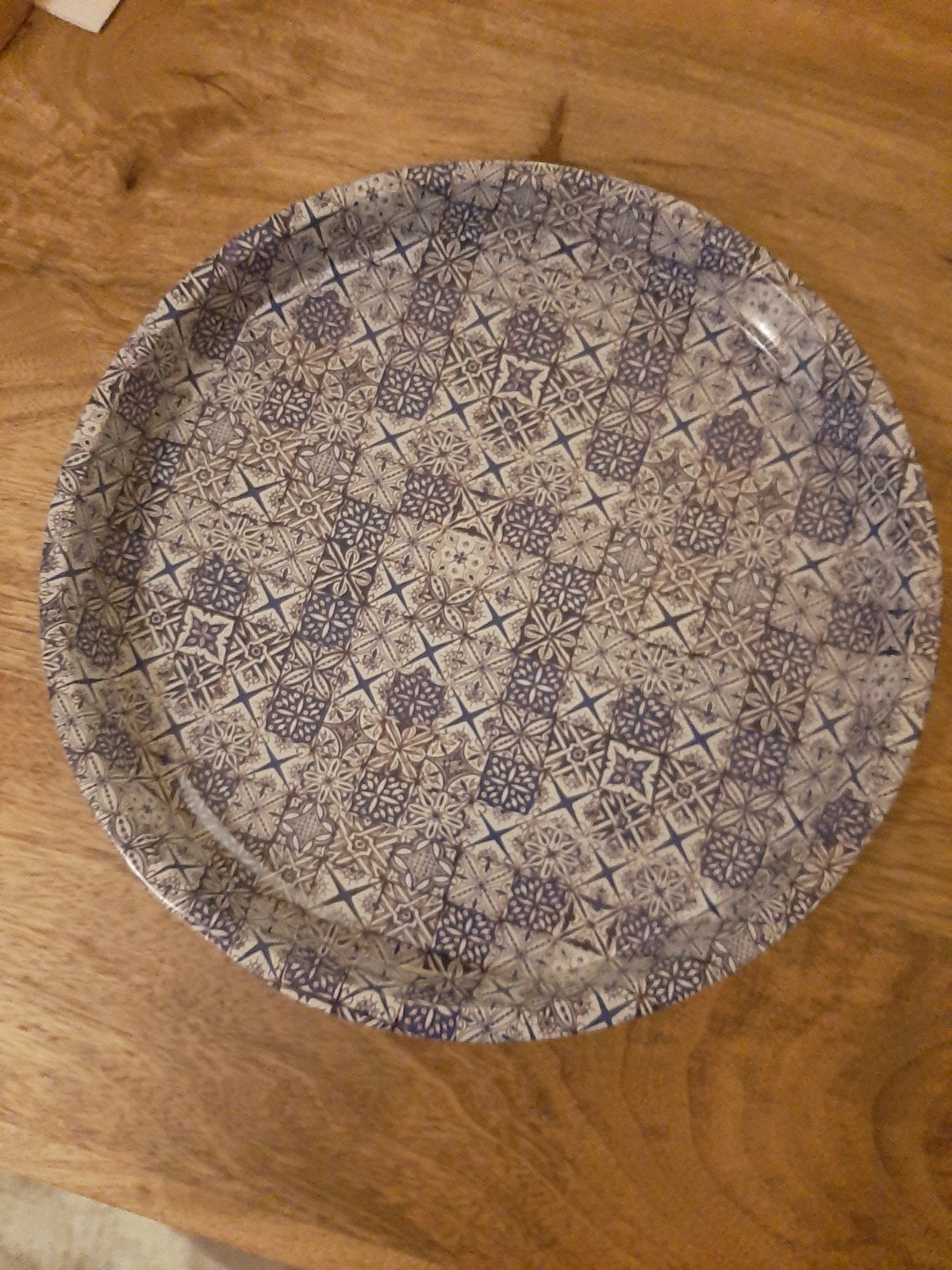 Decoratief Dienblad met Uniek Patroon, Kunststof, Gebruikt, Met opstaande rand, Rond