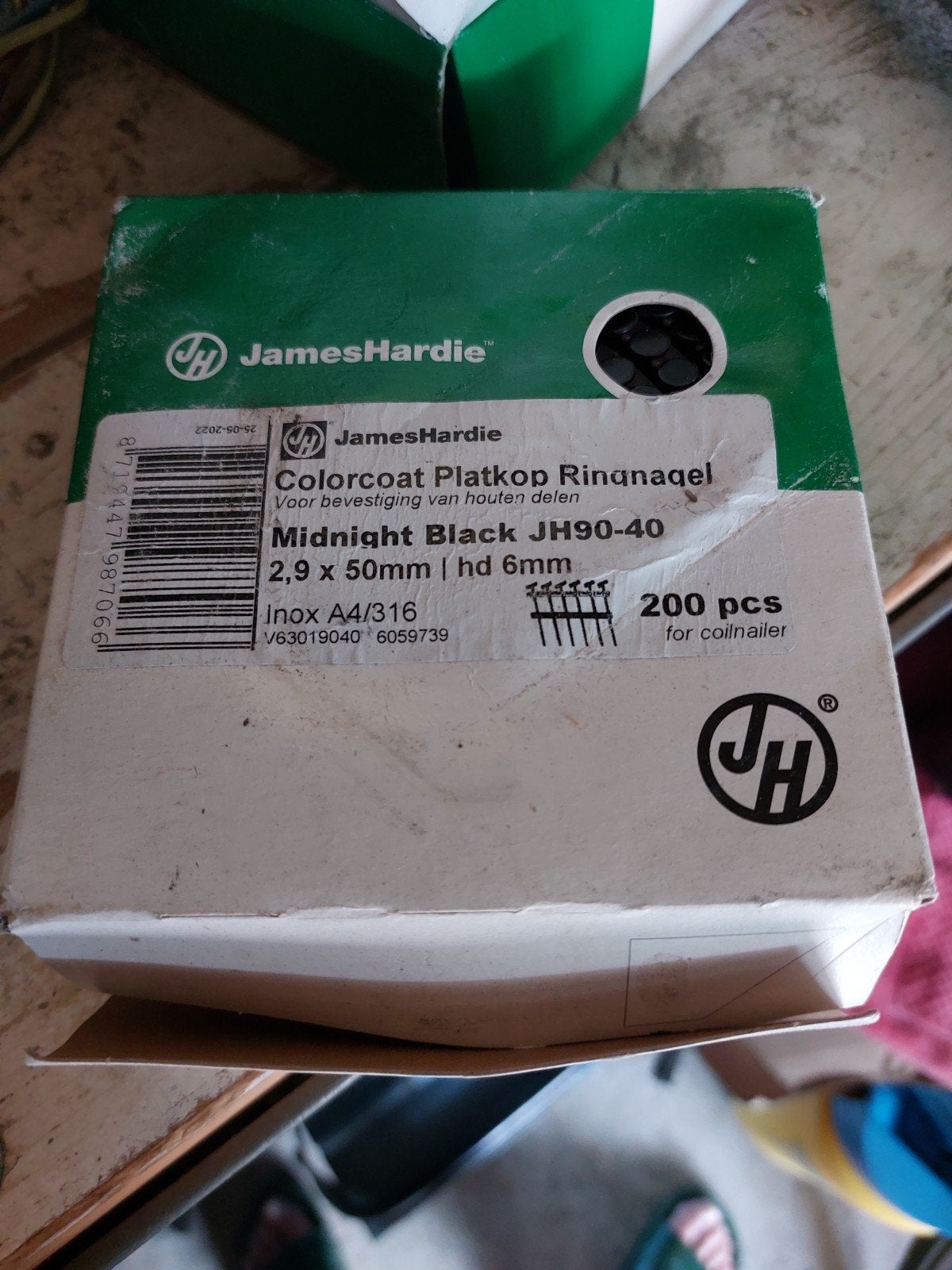 4 X James Hardie Colorcoat Platkop Ringnagel JH90-40 Zwart, Nieuw, Ophalen of Verzenden, Spijkers, Minder dan 50 mm