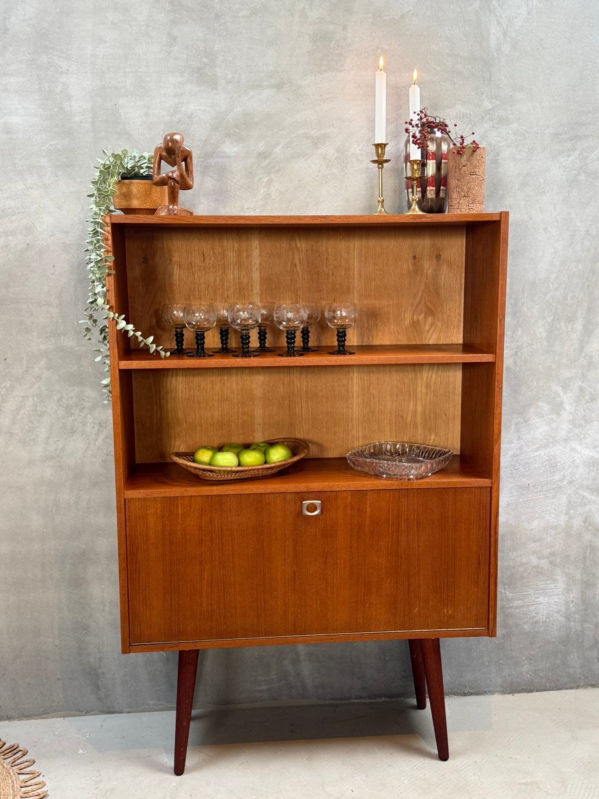 Vintage boekenkast met klep, Q, 100 tot 150 cm, Zo goed als nieuw, 25 tot 50 cm
