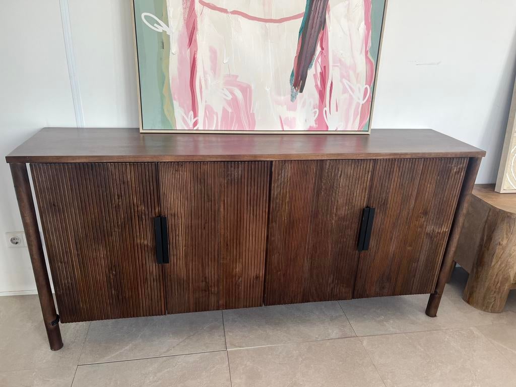 Magazijn leegverkoop dressoir Noor retro mangohout ribbel, Hout, Nieuw, Ophalen of Verzenden, Info@wkhome.nl