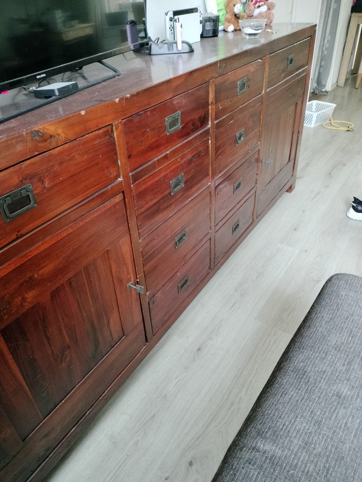Wandmeubel eikenhout, Ophalen, Gebruikt, Eikenhout, Met lade(s)