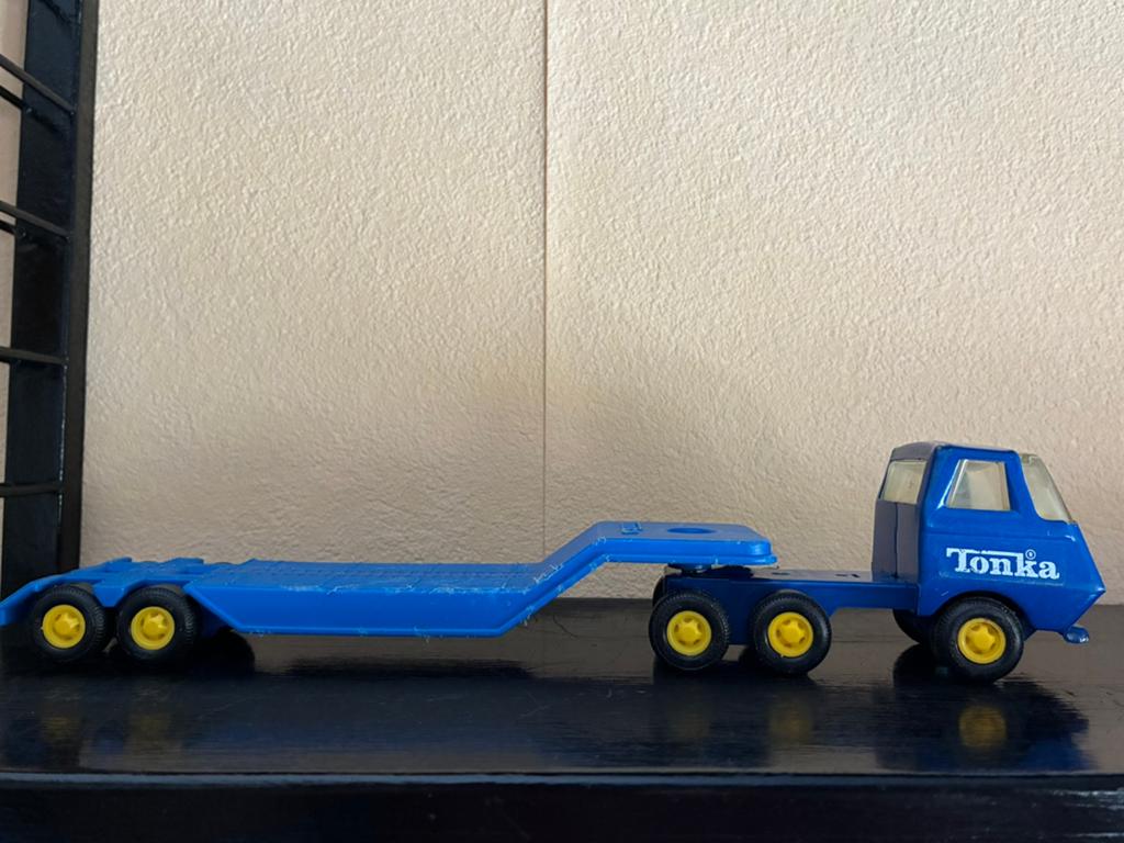 Tonka vrachtwagen met oplegger Vintage jaren 80, Ophalen of Verzenden, Gebruikt