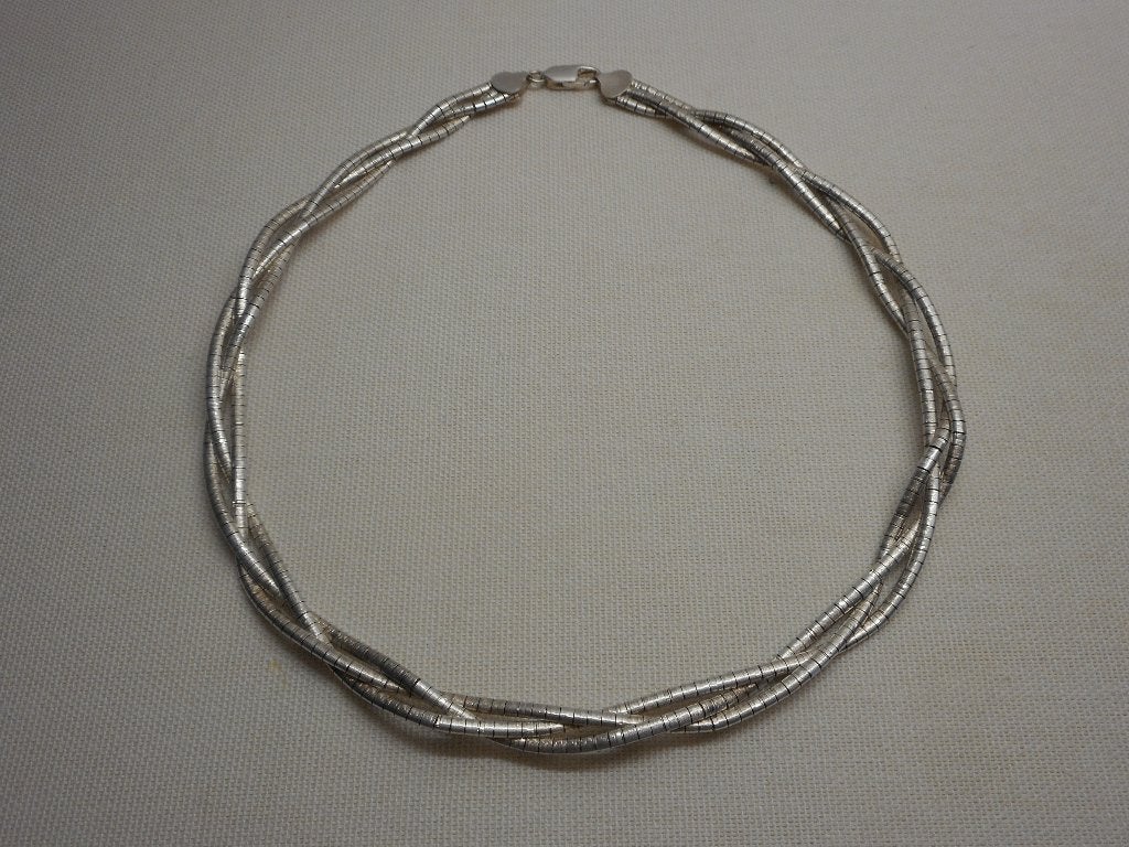 Zilveren zwaar gevlochten vintage collier (spang) nr.604, Sieraden, Tassen en Uiterlijk, Verzenden, Zo goed als nieuw, Zilver