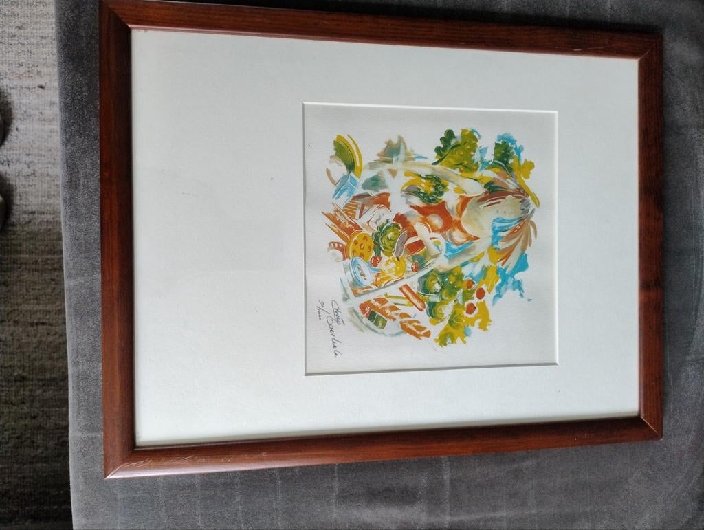 Ingelijste kunstprint van Chris Overbeeke - Vrouw met fruit, Ophalen of Verzenden