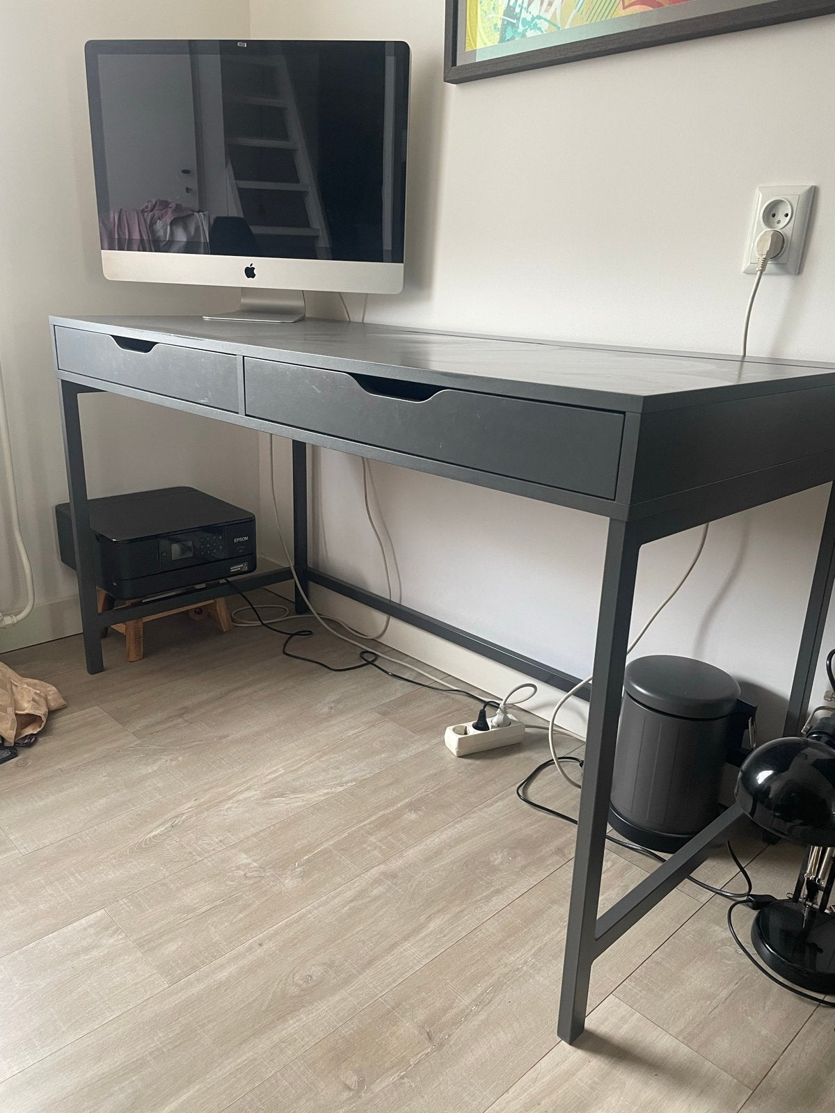 IKEA Alex bureau grijs 132x58 cm, Ophalen, Gebruikt, IKEA, Grijs