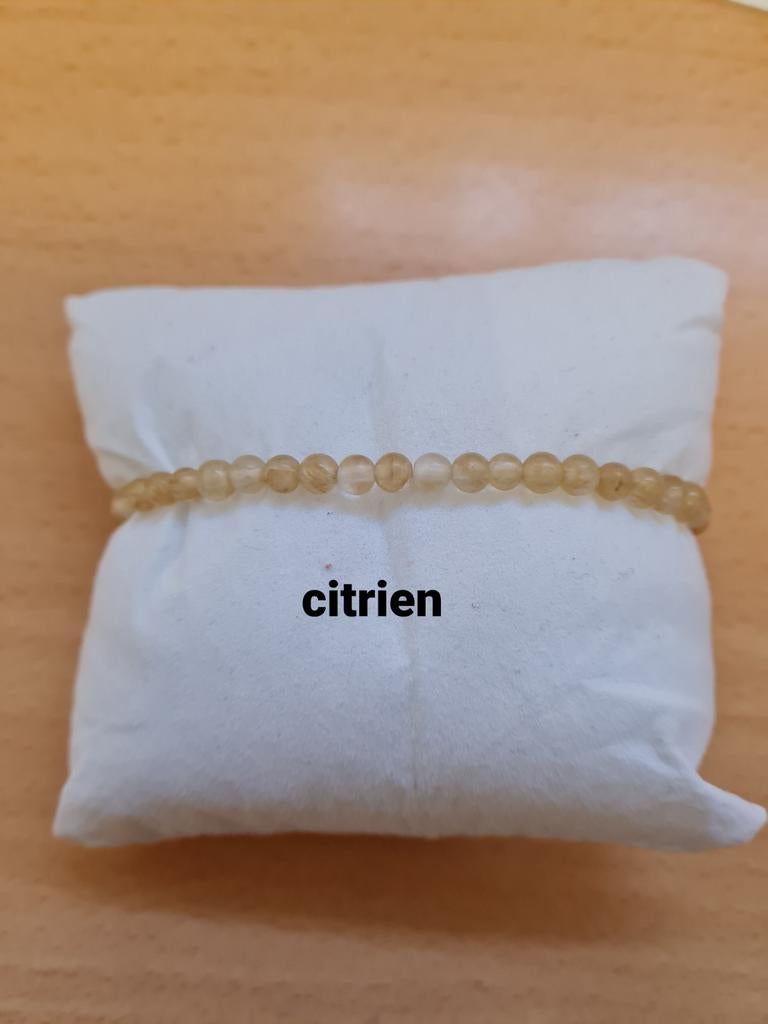 Edelsteen Armband 4 mm - Citrien, Carneool, Tijgeroog, Ophalen of Verzenden, Nieuw, Overige kleuren, Overige materialen