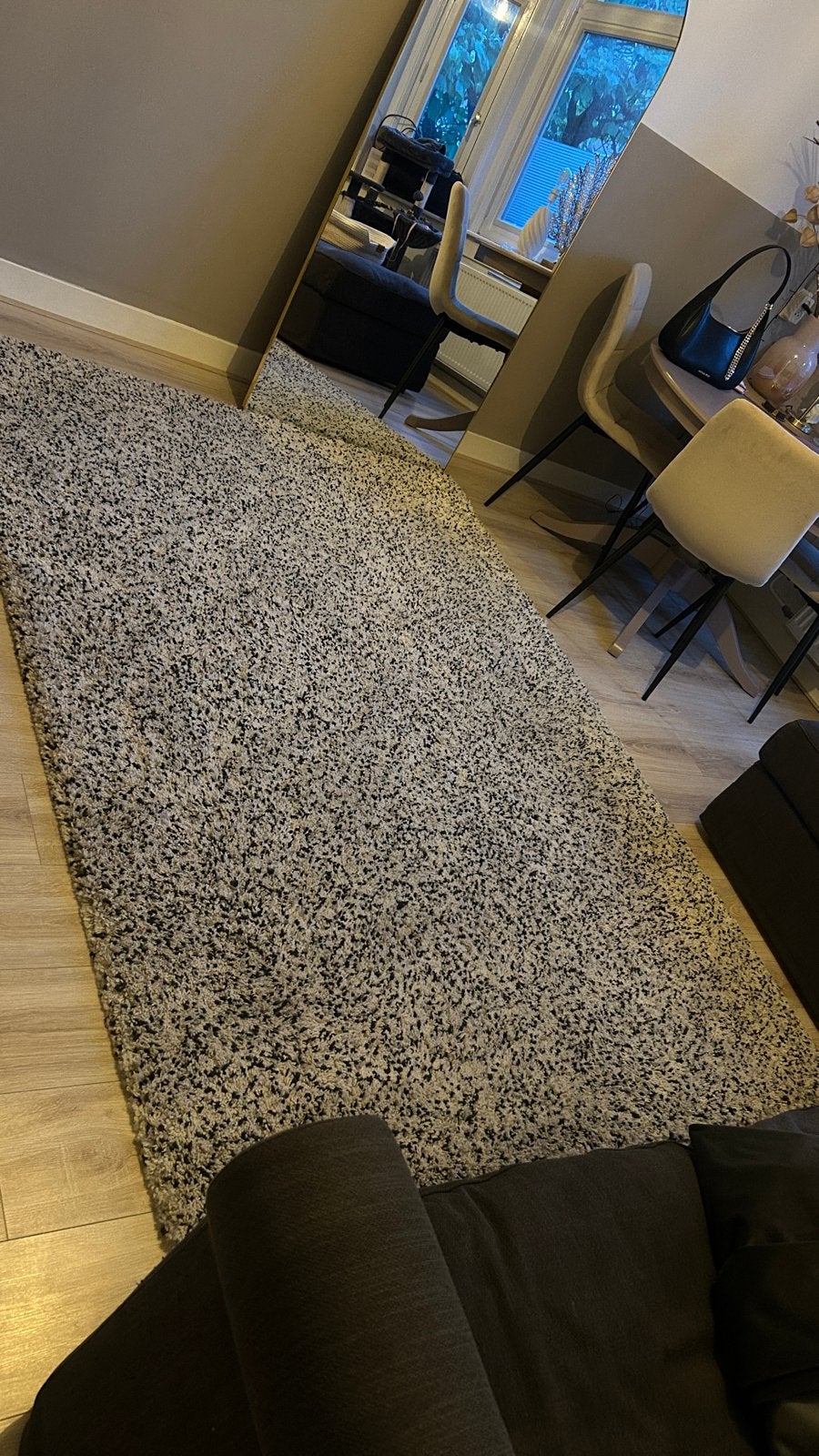 IKEA VINDUM Vloerkleed 170x230 beige taupe zwart ecru wit, Ophalen, Gebruikt, 100 tot 150 cm, 200 cm of meer