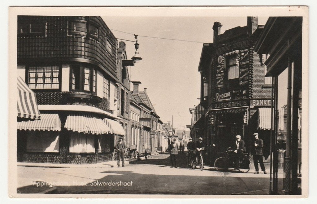 Appingedam - Hoek Solwerderstraat, Verzenden, 1940 tot 1960, Gelopen, Groningen