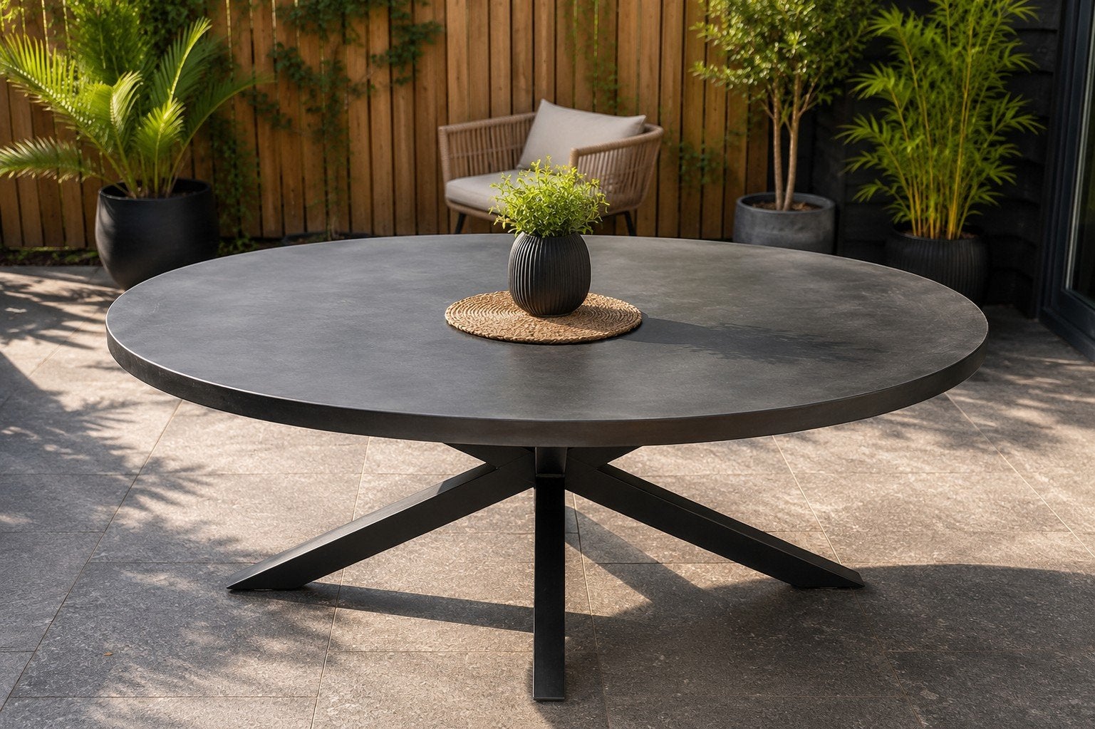 Ovale eettafel mangohout 160x90CM met metalen spinpoot nieuw, Tuin en Terras, Ophalen, Nieuw, Ovaal, Hout