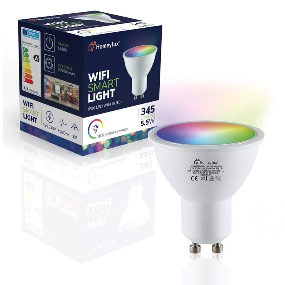 5x Smart wifi/bluetooth GU10 spot lampen RGB+White, Huis en Inrichting, Afstandsbediening, GU10, Ophalen of Verzenden, Zo goed als nieuw