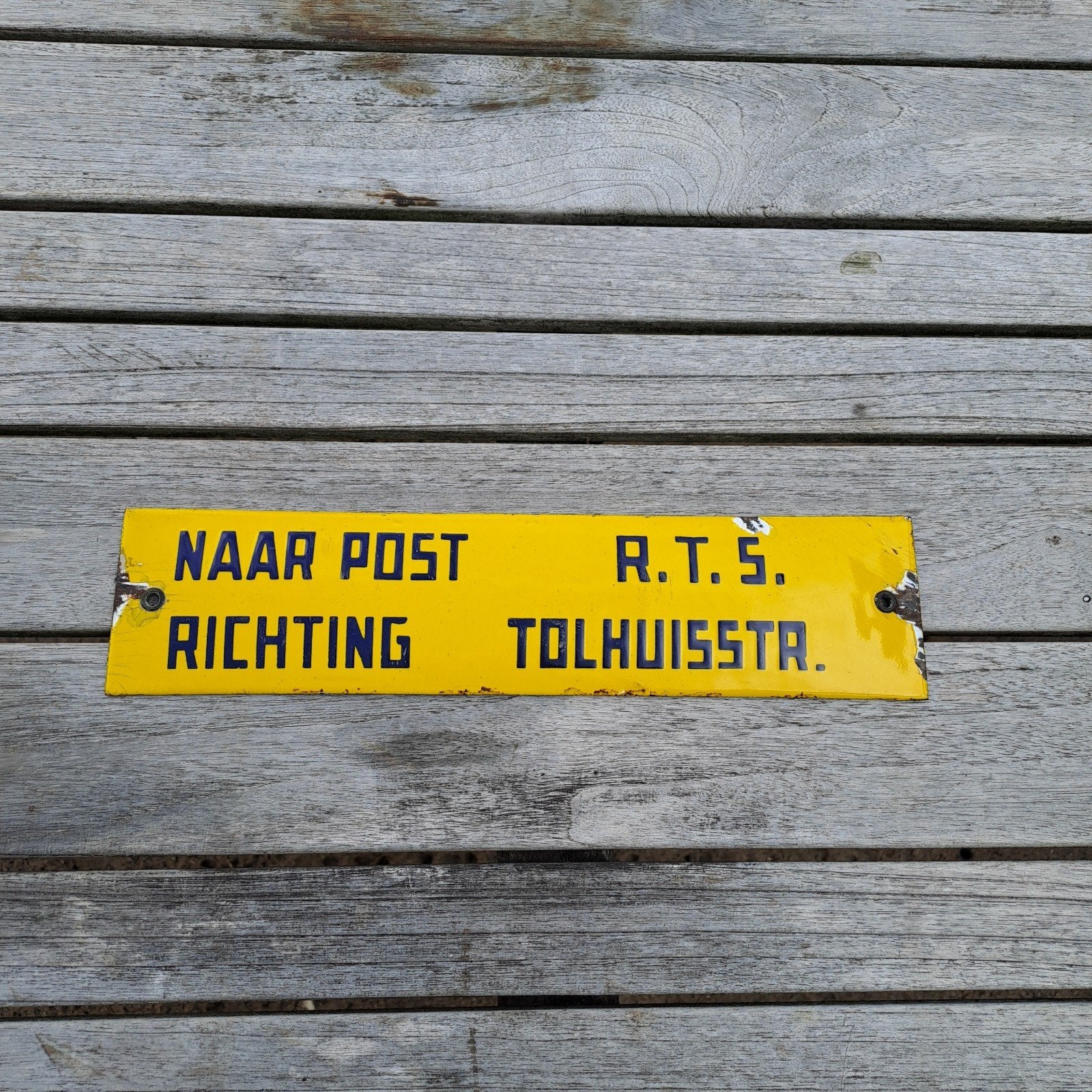 emaille bord tram spoorweg historie Nederland RTM NS a'dam, Ophalen of Verzenden, Gebruikt, Tram, Overige typen