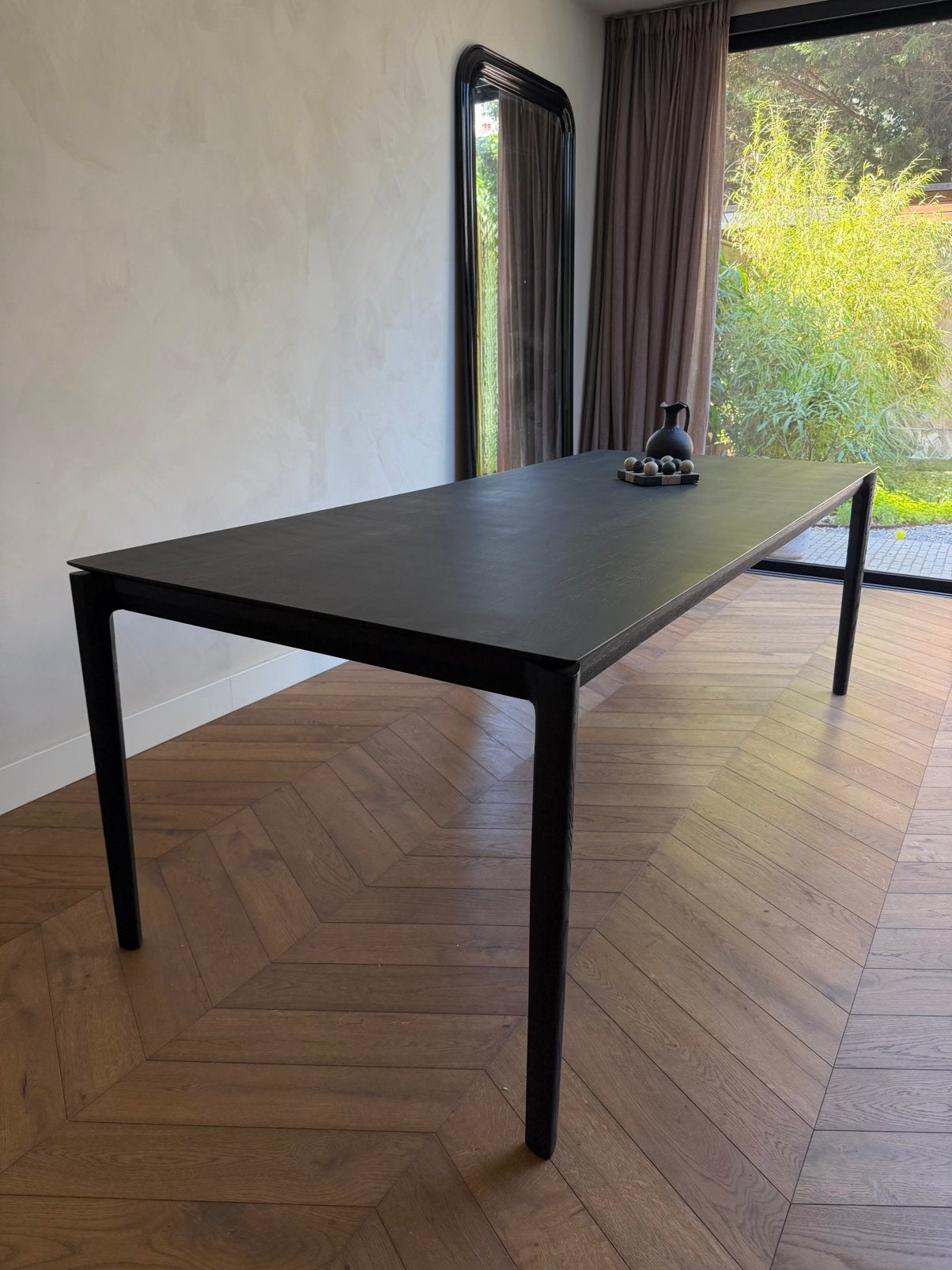 Bok Eettafel Zwart Ethnicraft, Huis en Inrichting, Ophalen, Eikenhout, 200 cm of meer, 50 tot 100 cm