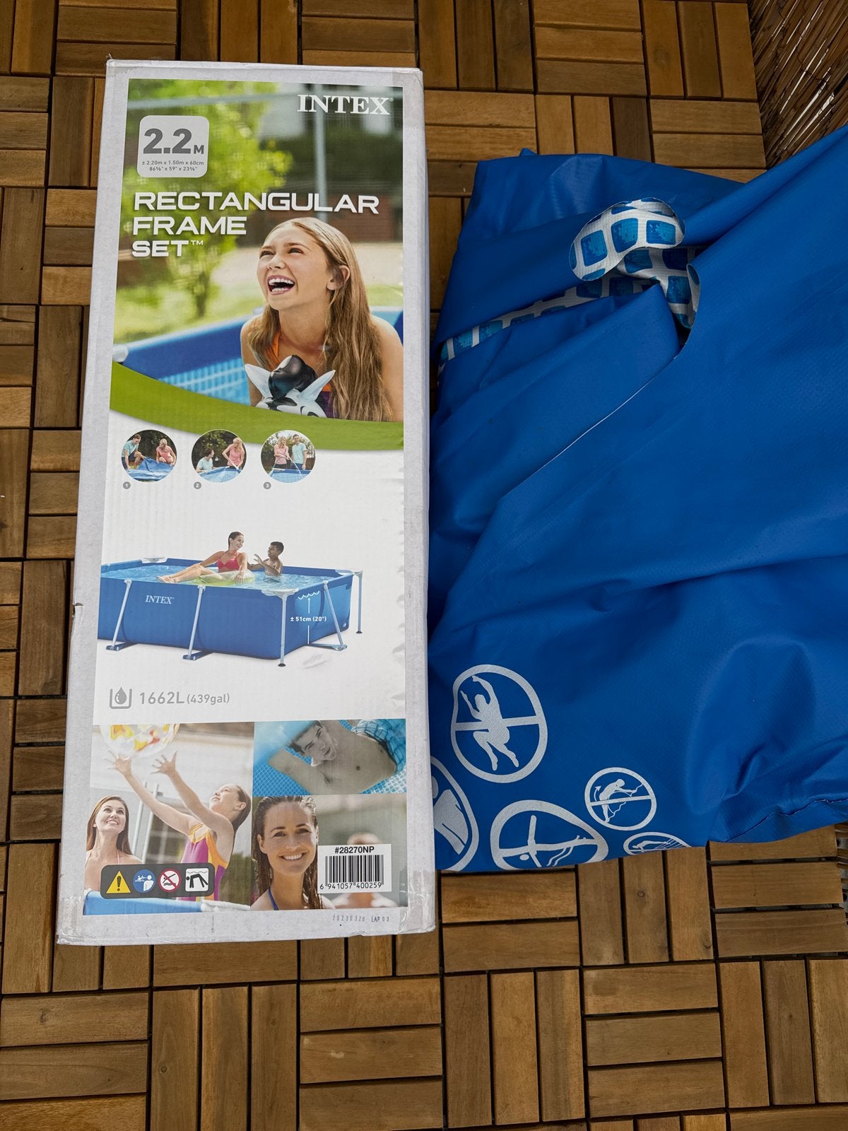 Intex rechthoekig frame zwembad 2.20 x 1.50 x 60 cm, Ophalen, Minder dan 80 cm, Opzetzwembad, 200 tot 400 cm