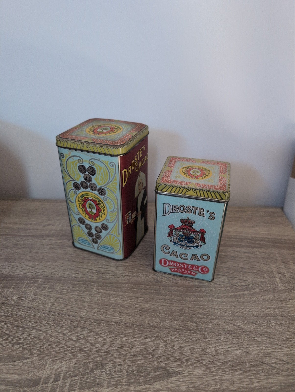 Set van 2 Vintage Droste Cacao Blikken, Ophalen of Verzenden