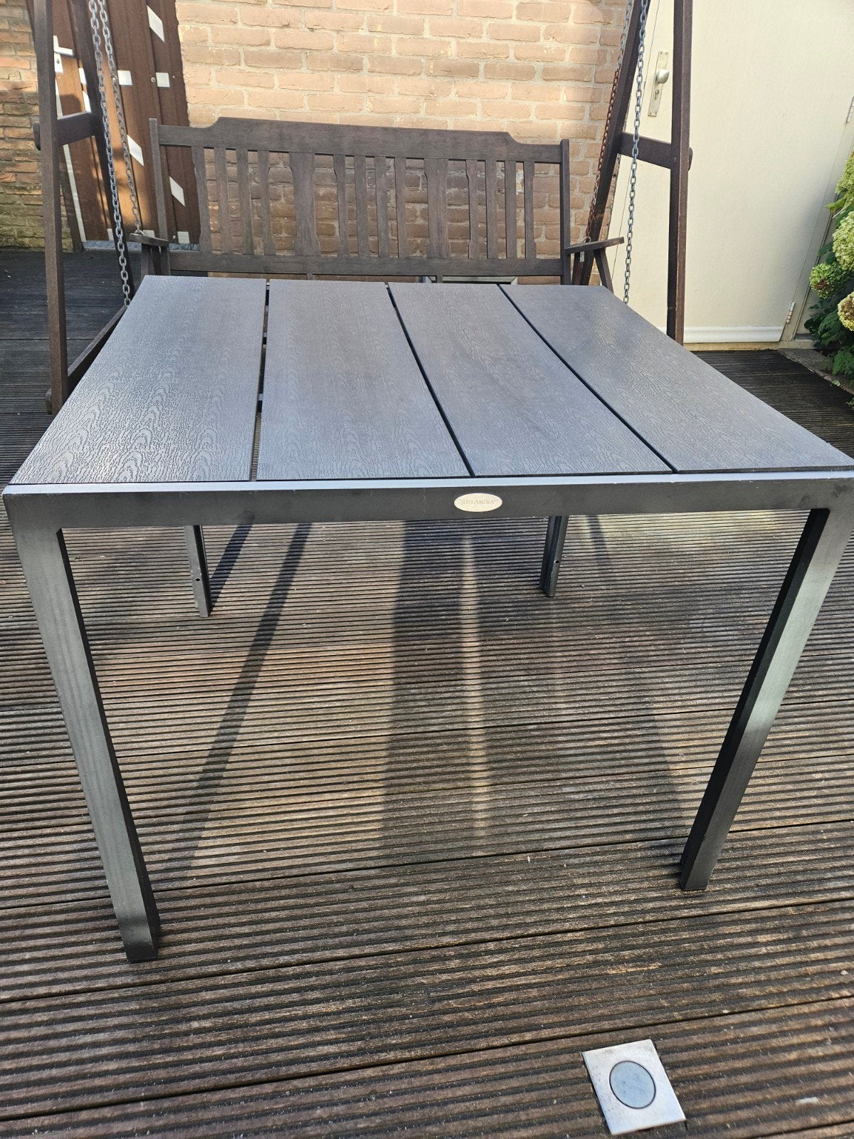 Jutlandia tuintafel 90x90 cm, antracietgrijs, Ophalen, Gebruikt, Vierkant, Overige materialen