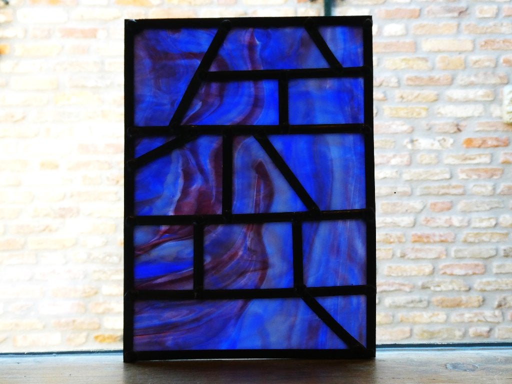 Een stevig glas in lood raam in fraaie kleuren, Ophalen of Verzenden