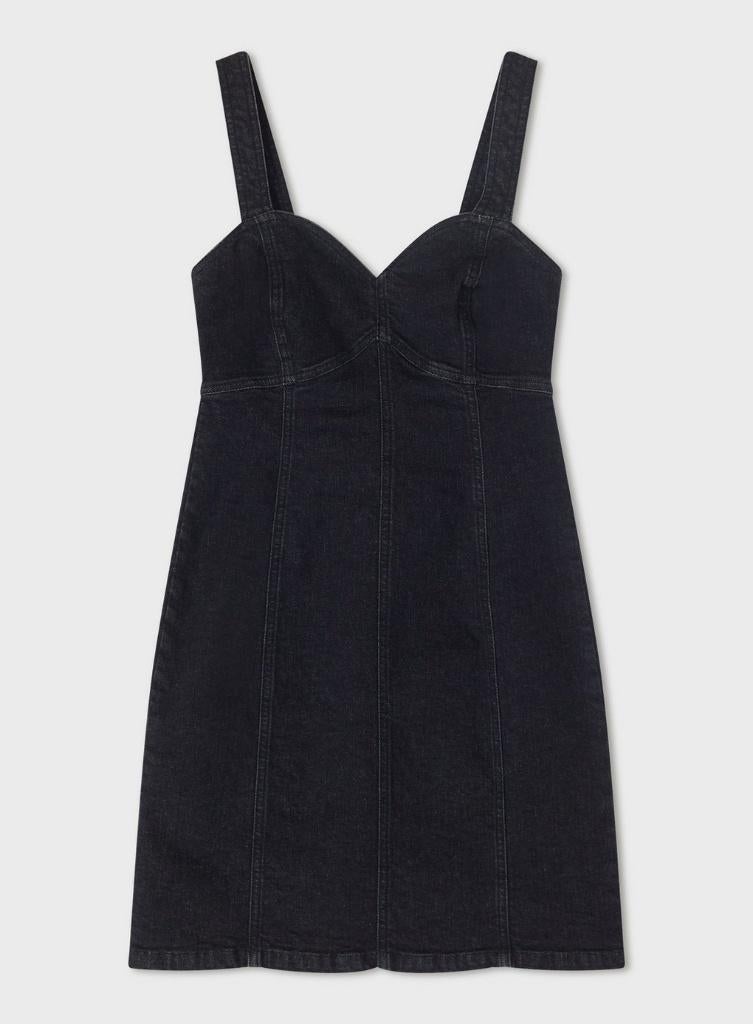 Black denim sweetheart dress (Miss Selfridge), Zwart, Nieuw, Ophalen of Verzenden, Maat 34 (XS) of kleiner
