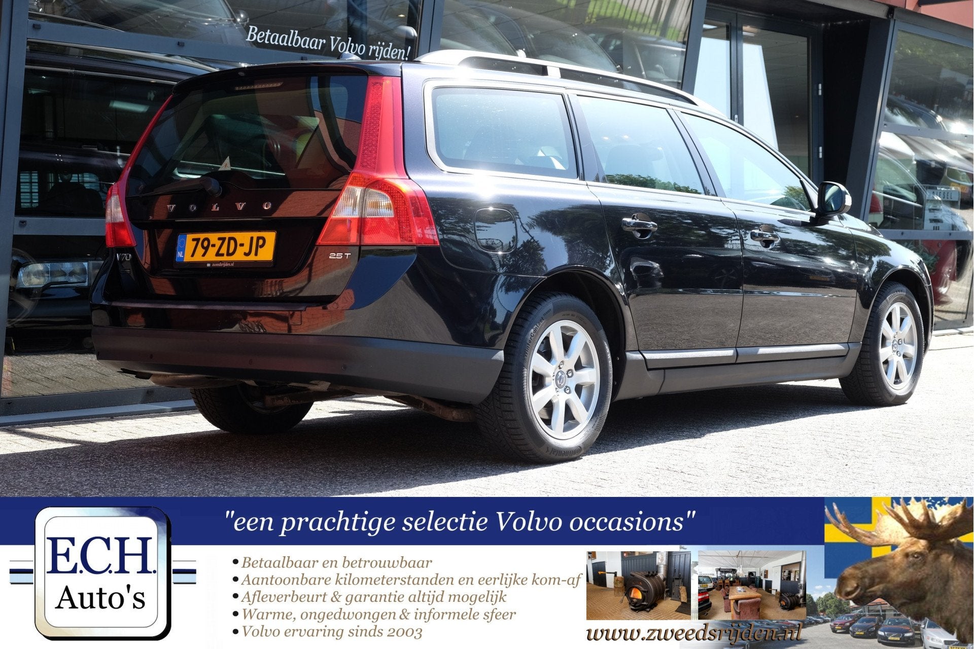 Volvo V70 2.5T 200 pk Aut. Leer Dealer onderhouden, Auto's, Dealer onderhouden, Met garantie (alle), 93 €/maand, Euro 4