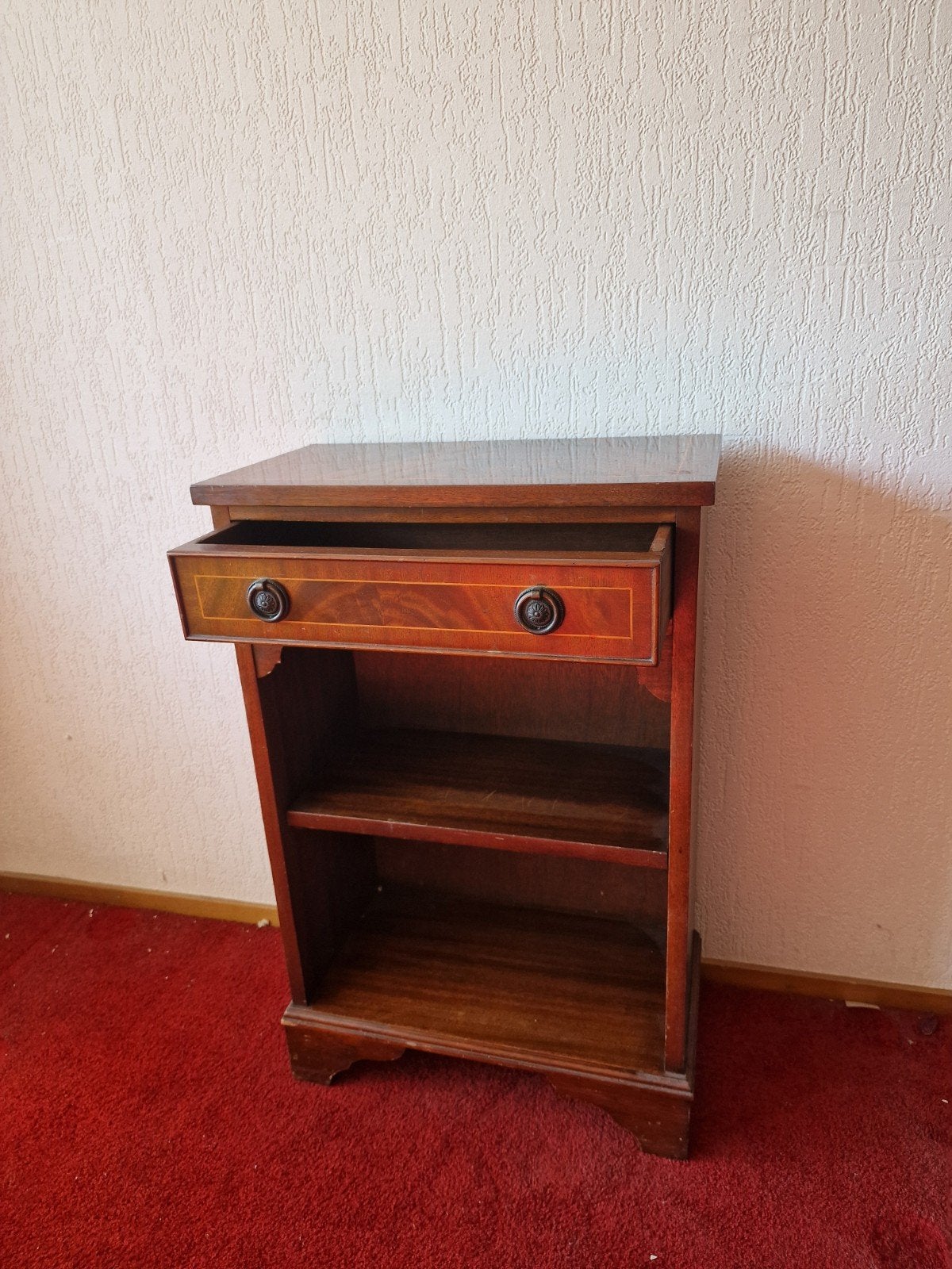 Vintage mahoniehouten open boekenkastje/ bijzet kastje, Ophalen, 25 tot 50 cm, Minder dan 50 cm, Minder dan 100 cm