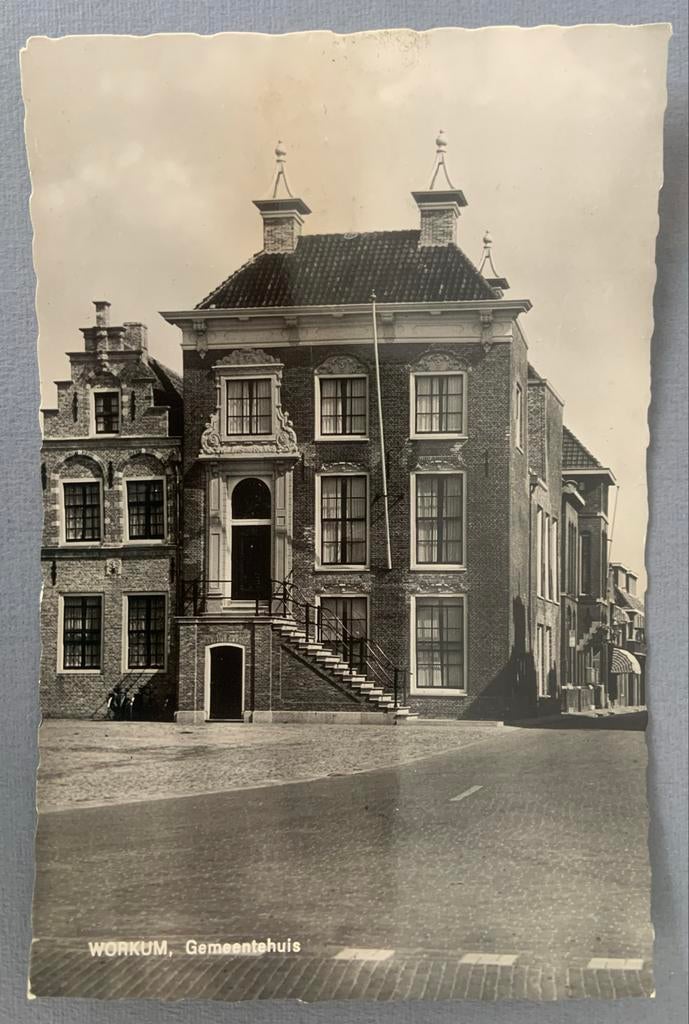 Workum, Gemeentehuis, Verzamelen, Ophalen of Verzenden, 1920 tot 1940, Ongelopen, Friesland