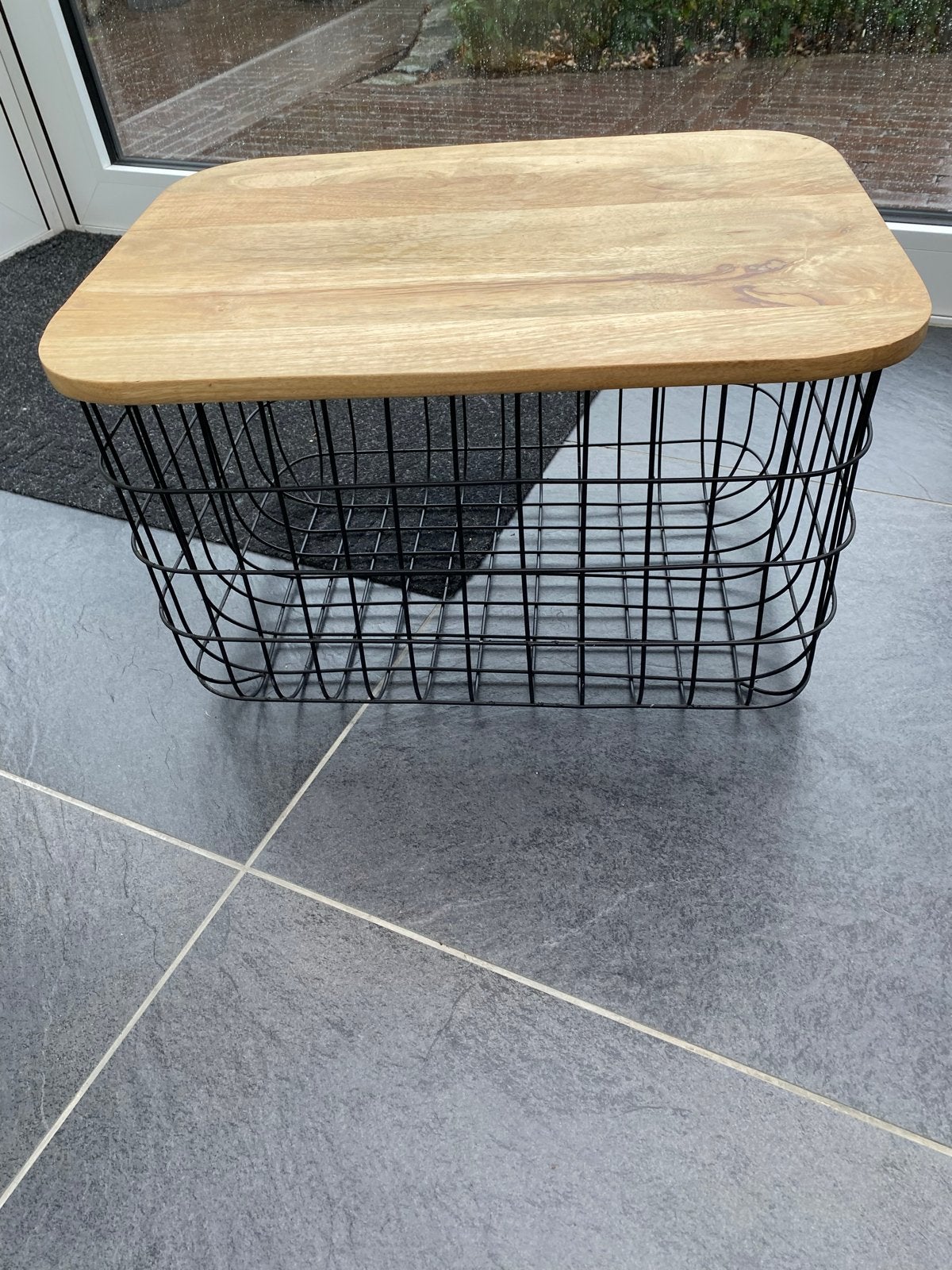 draadkorf met houten blad, Ophalen, Minder dan 45 cm, 55 tot 75 cm, Zo goed als nieuw
