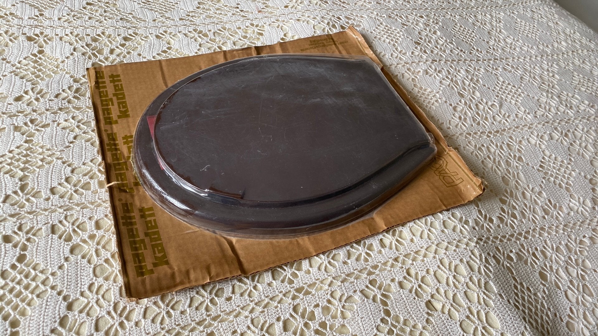 Vintage bruine toiletzitting , nieuw in verpakking, Ophalen of Verzenden, Nieuw